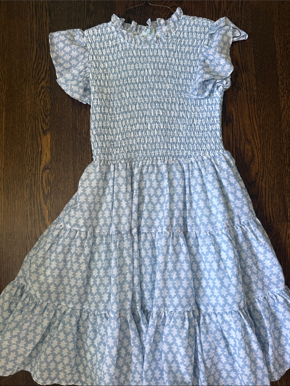 J Marie Women’s Light Blue Smocked Tiered Dress